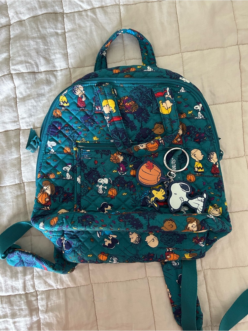 Vera Bradley x Peanuts Mini Backpack NWT Halloween Pumpkin Patch + LE Keychain